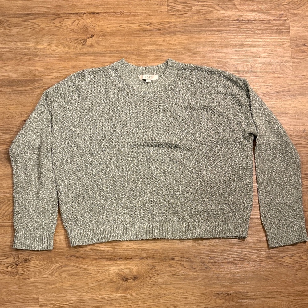 LOFT Heathered Green Knit Pullover